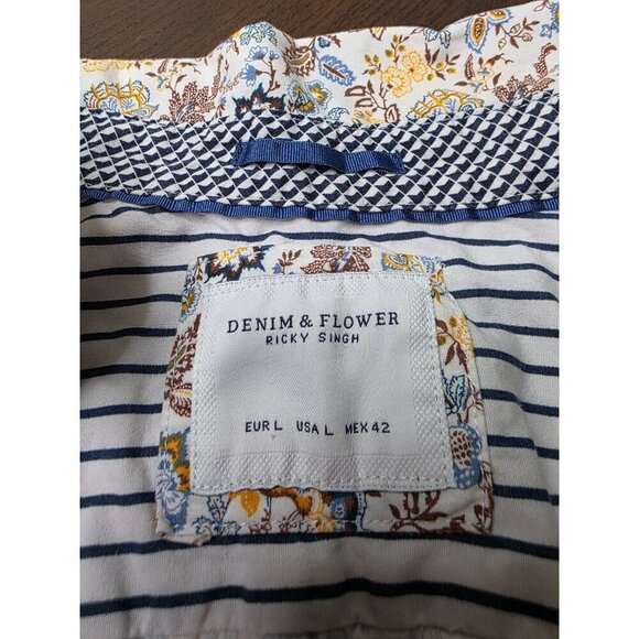 Denim & Flower Mens Floral Short Sleeve Button-Up Shirt L - Picture 8 of 9